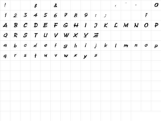 Insomnia 4 Italic  glyph index