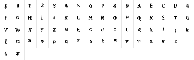 JustQuick Regular  glyph index