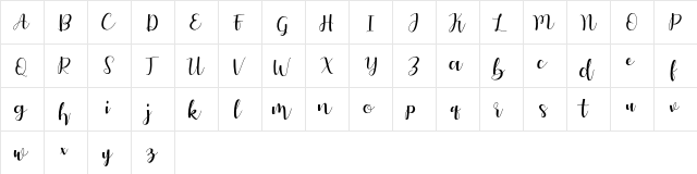 Autery Regular  glyph index
