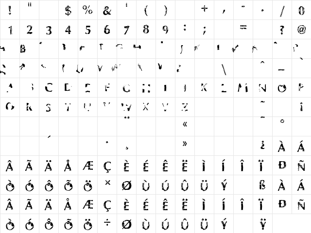 P22 Fontasaurus Regular  glyph index