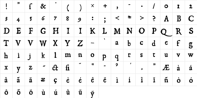 1550 Regular  glyph index