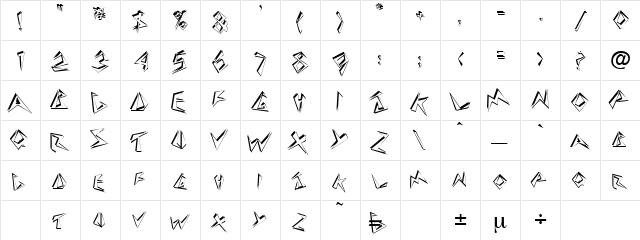 Galago Regular  glyph index