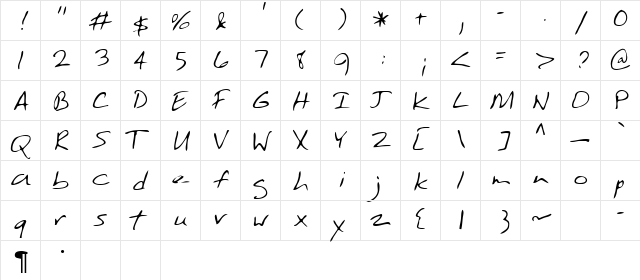 Gooch Regular  glyph index