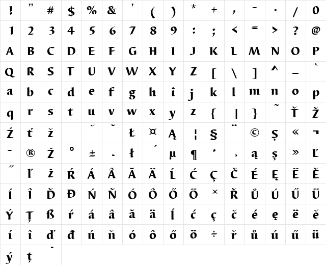 BarbedorTEEHea Regular  glyph index