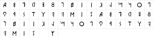 Etrusco Regular  glyph index