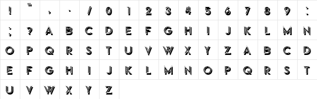 Bond Regular  glyph index