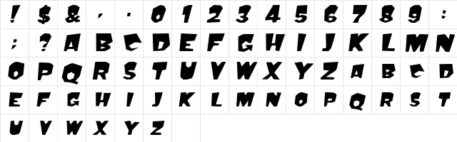 Mondo BoldOblique  glyph index