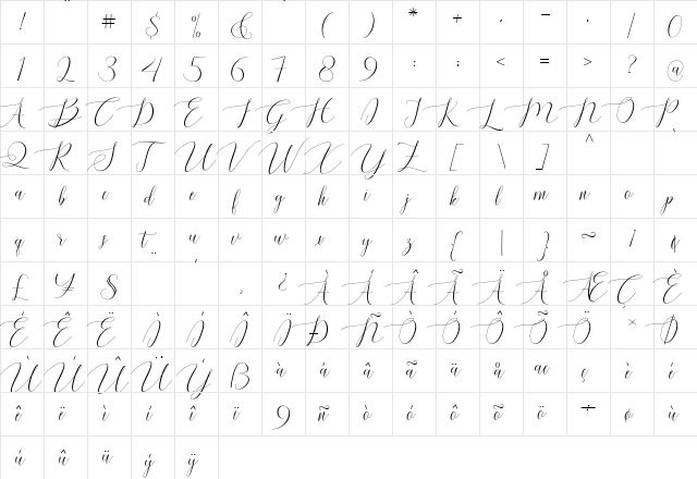 Sahitya Regular  glyph index