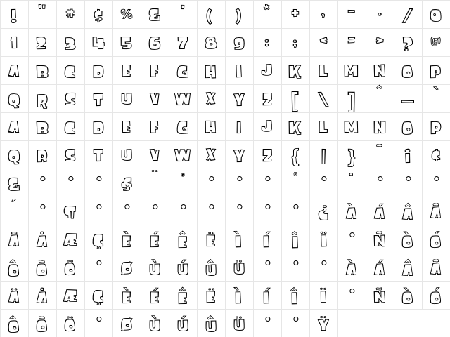 FinkGothic Medium  glyph index