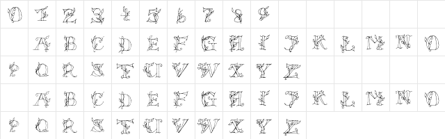LSLeaves Regular  glyph index