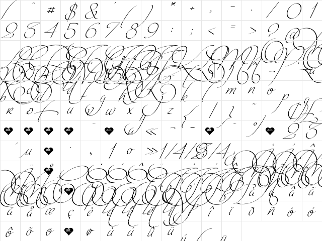 Intima Script Two Regular  glyph index