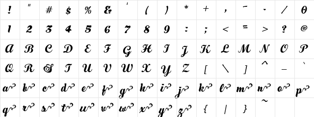 CK Puppy Love Swashes Regular  glyph index