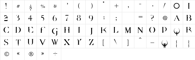 QUAKE2 Regular  glyph index