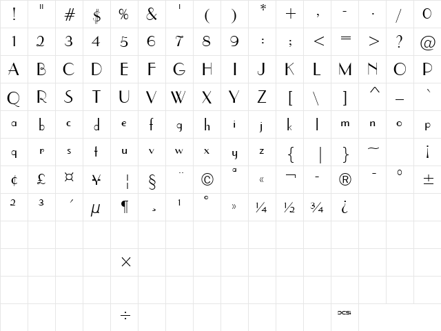 FFX Style Regular  glyph index