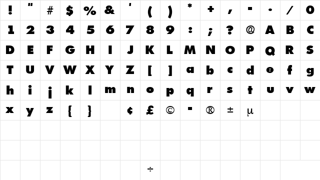 IsomarDisplayExpandedSSK Regular  glyph index