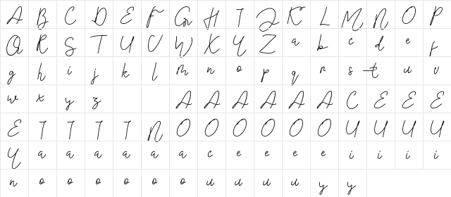 Shasine Time Demo Regular  glyph index