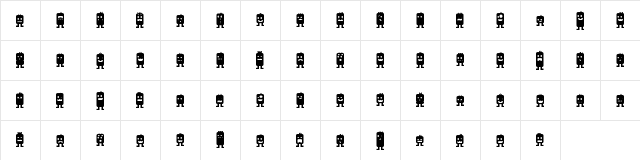 Monsterz Regular  glyph index