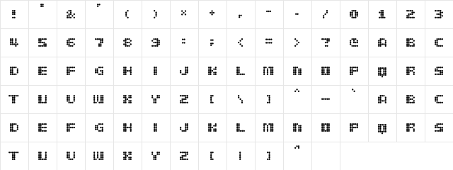 delia Regular  glyph index