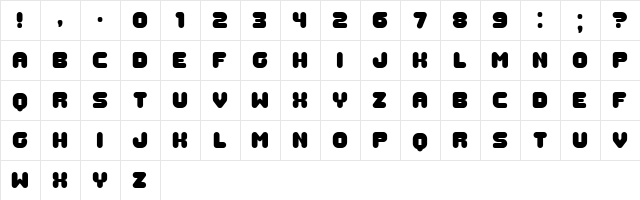 Gummy Book Regular  glyph index