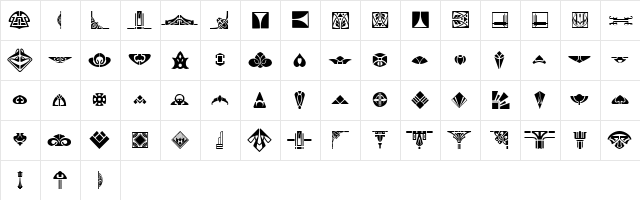 Novo Deco Ornaments Regular  glyph index
