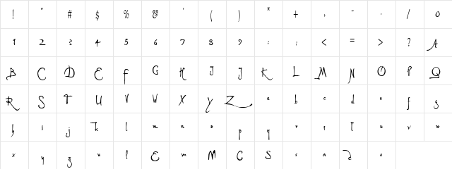 Alleghieri Regular  glyph index