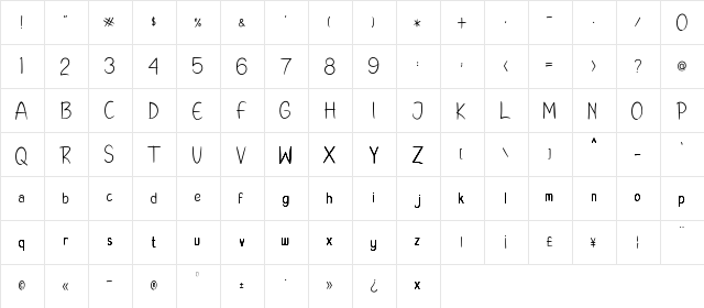 KIDS ZONE Regular  glyph index