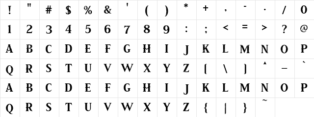 PIRATE SCROLL Regular  glyph index