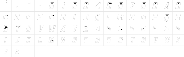 QuarterbackOutline Oblique  glyph index