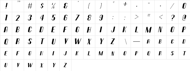 Hallandale Deco It.SC JL Regular  glyph index