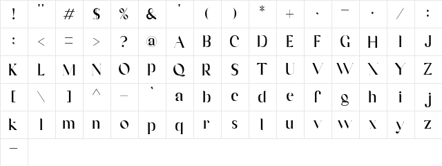 Maldive Regular  glyph index