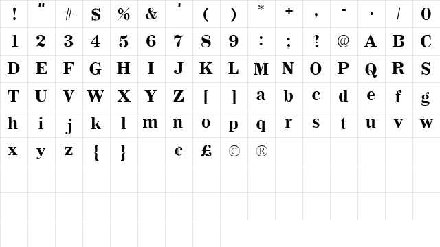 CognitoSSK Regular  glyph index