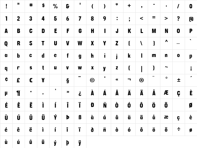 Ketchupa Regular  glyph index