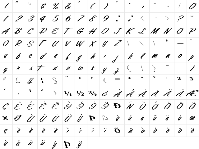 Final Regular  glyph index