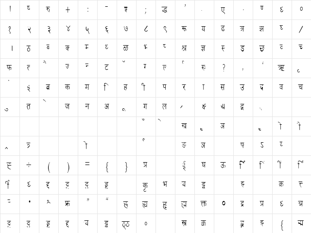 DevLys 030 Condensed Normal  glyph index