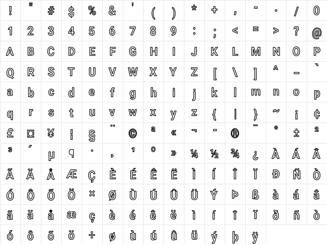 Asimov NarOu  glyph index