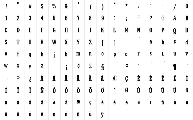 StymieTMedConRo1 Regular  glyph index