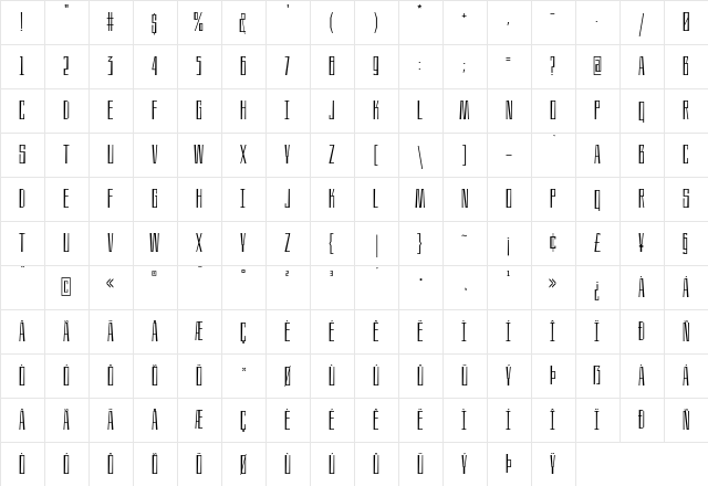 Nullomis Light  glyph index