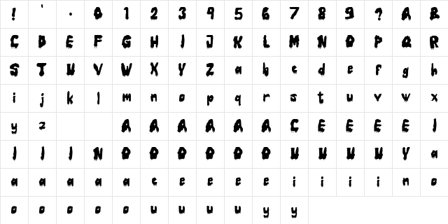 Horror Night Drip Regular  glyph index