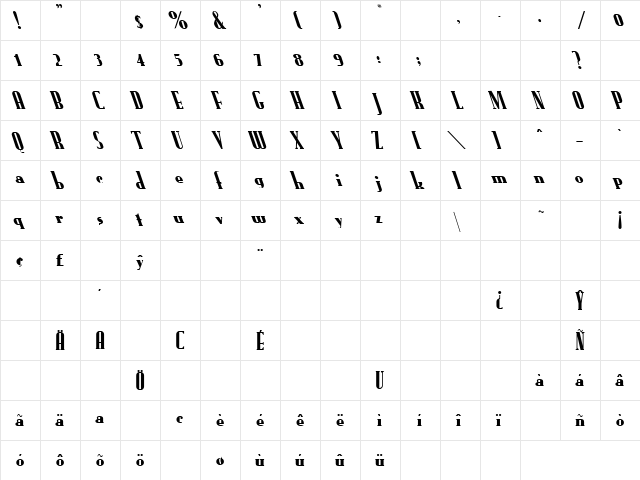New Kid 3 Regular  glyph index