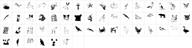 AbermalsAnimals Regular  glyph index