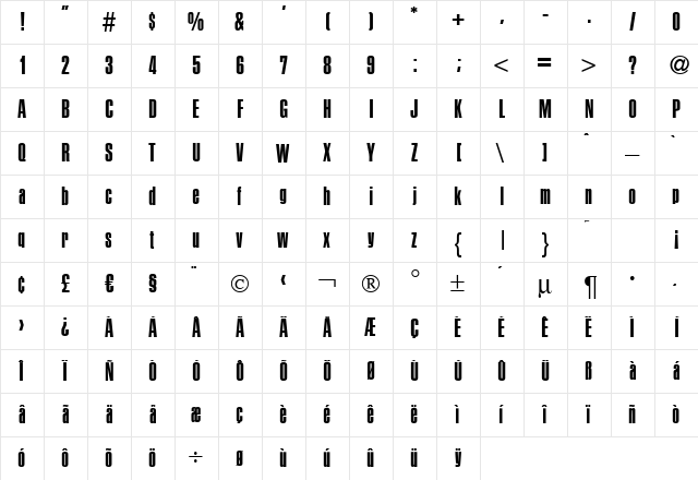P700-Sans Regular  glyph index