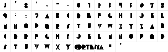 Cortesia Regular  glyph index
