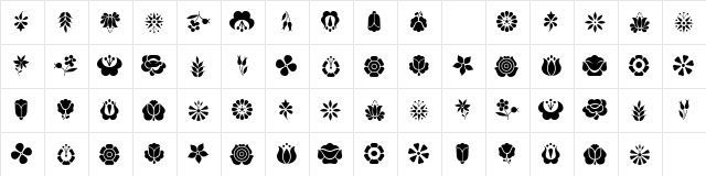 Kalocsai Flowers Regular  glyph index