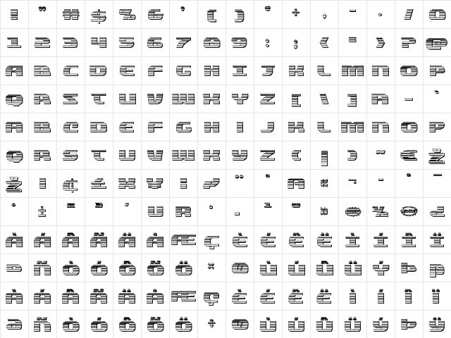 Quickening Chrome Regular  glyph index