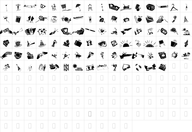 DfCommercialsPlain Regular  glyph index