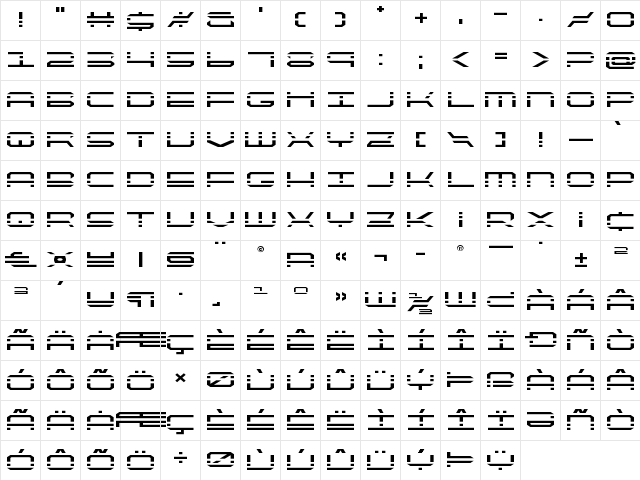QuickQuick Expanded Expanded  glyph index