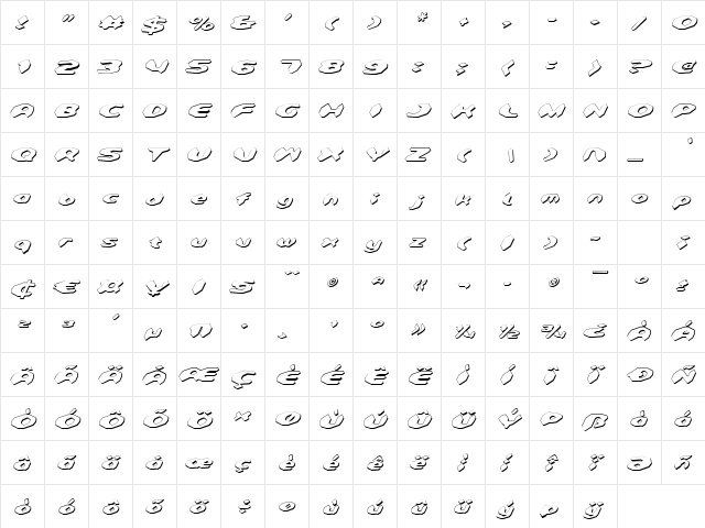 Detonator Shadow Italic Shadow Italic  glyph index