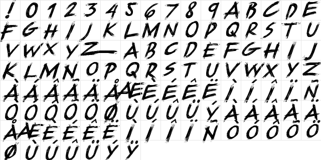 Supremo Slant Italic  glyph index