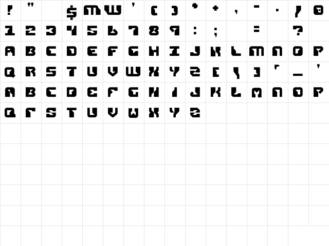 Replicant Regular  glyph index