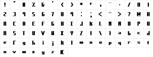Forcible BRK Regular  glyph index